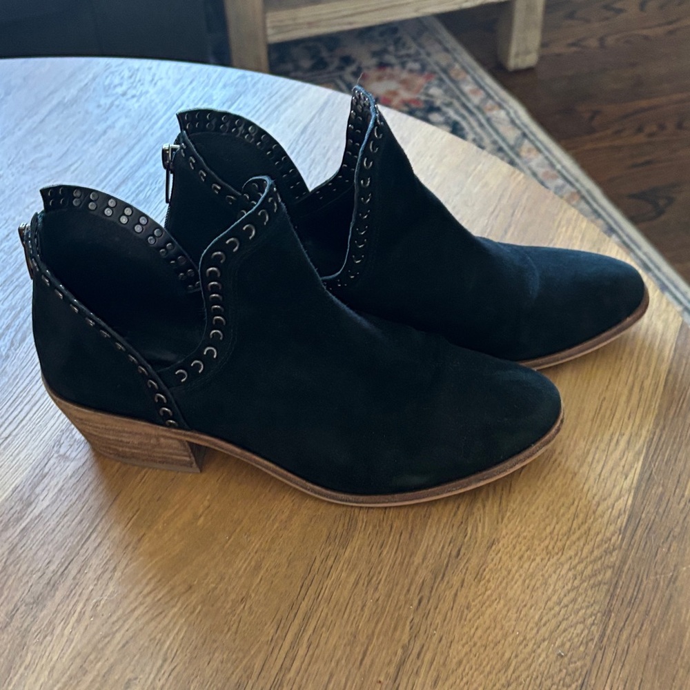 Vince Camuto Black Ankle Boots with Stud Accents